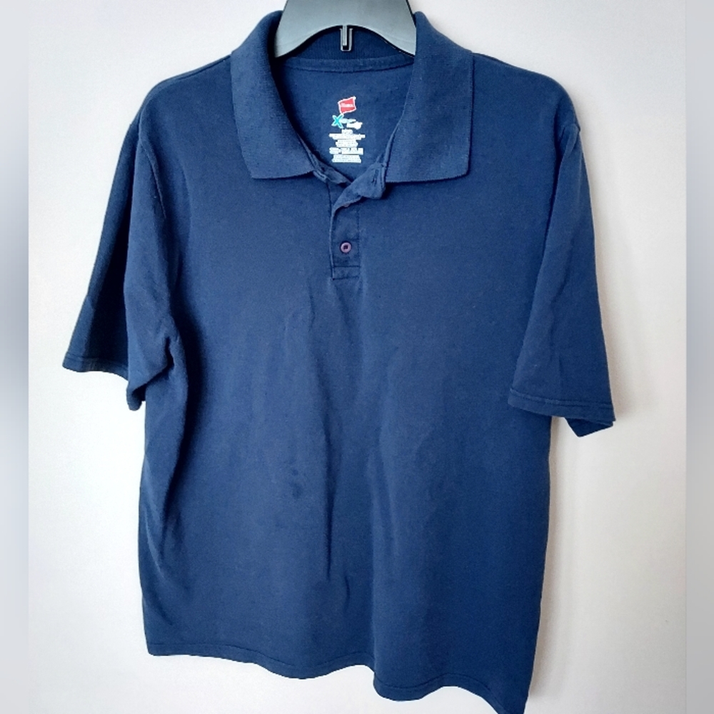 Hanes Classic Fresh IQ Blue polo Large Casual Office Normcore